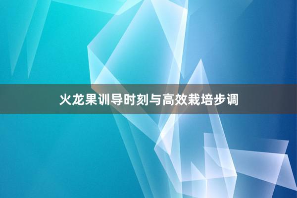 火龙果训导时刻与高效栽培步调